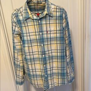 ✅✅✅3 for 12$✅✅✅Levi's Men's Blue and Yellow Plaid Shirt-size XL